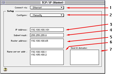 Screen shot of the TCP/IP control panel